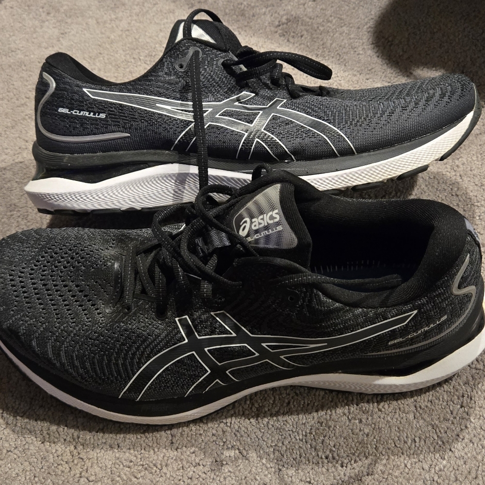 Mens ASICS Black and White Athletic Sneakers Size 11 - Picture 3 of 6